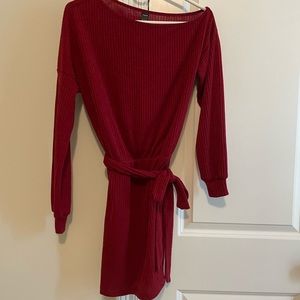 off shoulder red dress